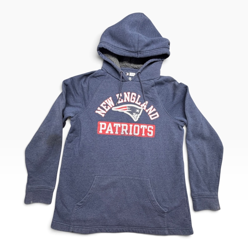 NFL Team Apparel New England Patriots Mens Large Heather Navy Blue Hoodie L